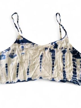 Tie-Dye Cropped Cami Tank Top - Blue & White